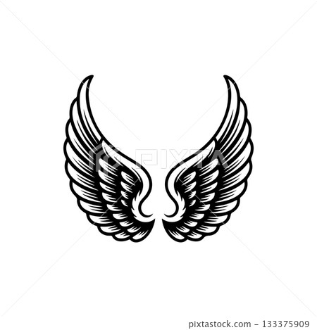 Vintage wings isolated on white background. Design elements for logo, label, emblem, sign, brand mark. Vector illustration. Vintage wings isolated on white background. Design elements for logo, label, emblem, sign, brand mark. Vector illustration. 133375909