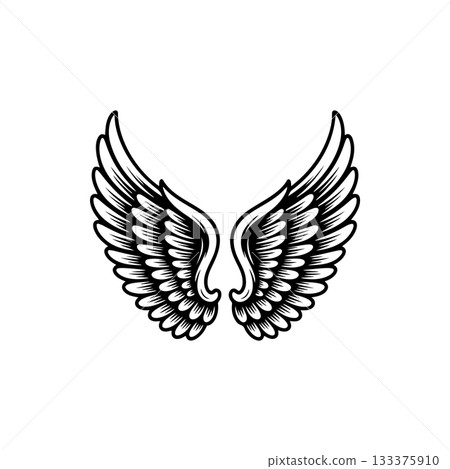 Vintage wings isolated on white background. Design elements for logo, label, emblem, sign, brand mark. Vector illustration. 133375910