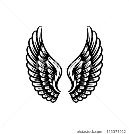 Vintage wings isolated on white background. Design elements for logo, label, emblem, sign, brand mark. Vector illustration. 133375912
