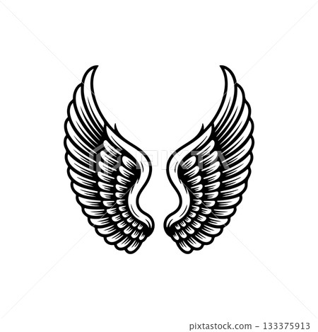 Vintage wings isolated on white background. Design elements for logo, label, emblem, sign, brand mark. Vector illustration. 133375913