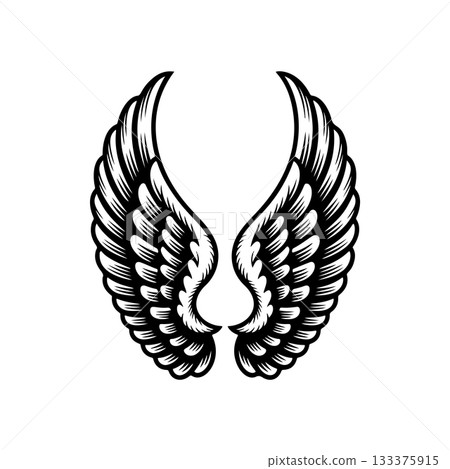 Vintage wings isolated on white background. Design elements for logo, label, emblem, sign, brand mark. Vector illustration. Vintage wings isolated on white background. Design elements for logo, label, emblem, sign, brand mark. Vector illustration. 133375915