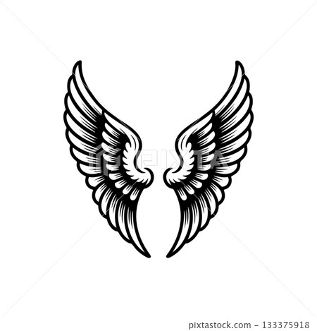 Vintage wings isolated on white background. Design elements for logo, label, emblem, sign, brand mark. Vector illustration. 133375918