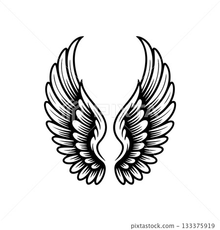 Vintage wings isolated on white background. Design elements for logo, label, emblem, sign, brand mark. Vector illustration. 133375919