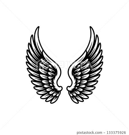 Vintage wings isolated on white background. Design elements for logo, label, emblem, sign, brand mark. Vector illustration. 133375926