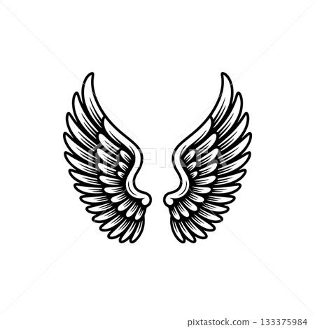 Vintage wings isolated on white background. Design elements for logo, label, emblem, sign, brand mark. Vector illustration. Vintage wings isolated on white background. Design elements for logo, label, emblem, sign, brand mark. Vector illustration. 133375984