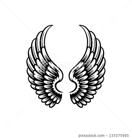 Vintage wings isolated on white background. Design elements for logo, label, emblem, sign, brand mark. Vector illustration. 133375985