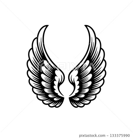 Vintage wings isolated on white background. Design elements for logo, label, emblem, sign, brand mark. Vector illustration. 133375990