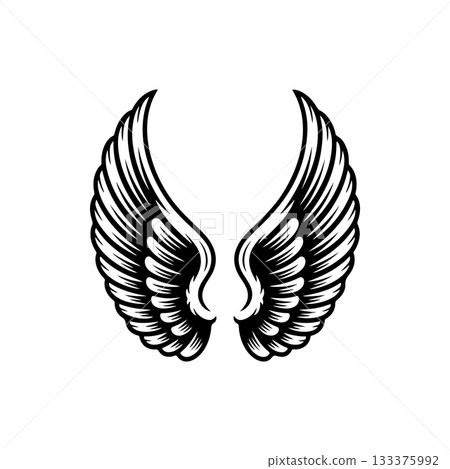 Vintage wings isolated on white background. Design elements for logo, label, emblem, sign, brand mark. Vector illustration. 133375992