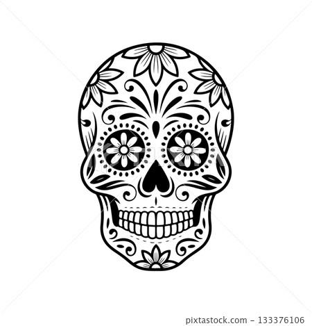 Illustration of mexican sugar skull. Day of the dead. Dia de los muertos. Vector illustration Illustration of mexican sugar skull. Day of the dead. Dia de los muertos. Vector illustration 133376106