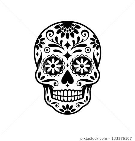 Illustration of mexican sugar skull. Day of the dead. Dia de los muertos. Vector illustration 133376107