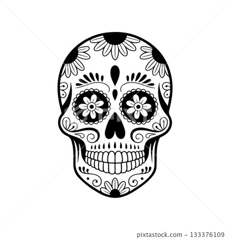 Illustration of mexican sugar skull. Day of the dead. Dia de los muertos. Vector illustration 133376109