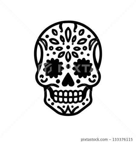 Illustration of mexican sugar skull. Day of the dead. Dia de los muertos. Vector illustration Illustration of mexican sugar skull. Day of the dead. Dia de los muertos. Vector illustration 133376115