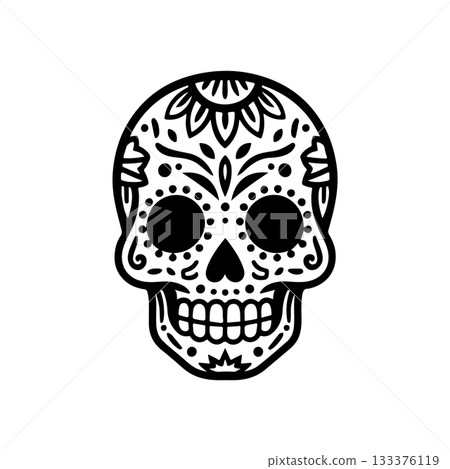Illustration of mexican sugar skull. Day of the dead. Dia de los muertos. Vector illustration 133376119