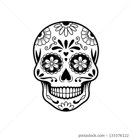 Illustration of mexican sugar skull. Day of the dead. Dia de los muertos. Vector illustration 133376122