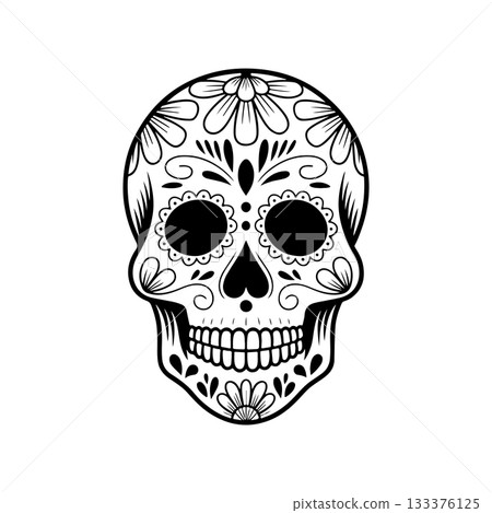 Illustration of mexican sugar skull. Day of the dead. Dia de los muertos. Vector illustration 133376125
