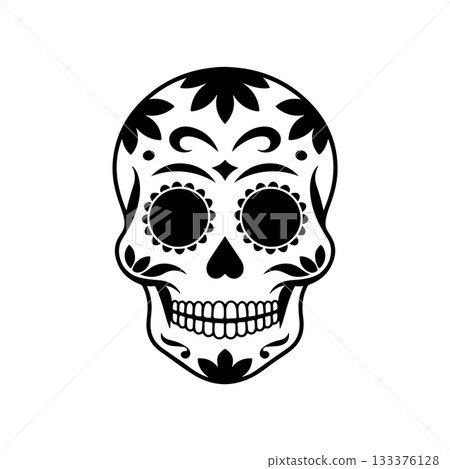 Illustration of mexican sugar skull. Day of the dead. Dia de los muertos. Vector illustration 133376128