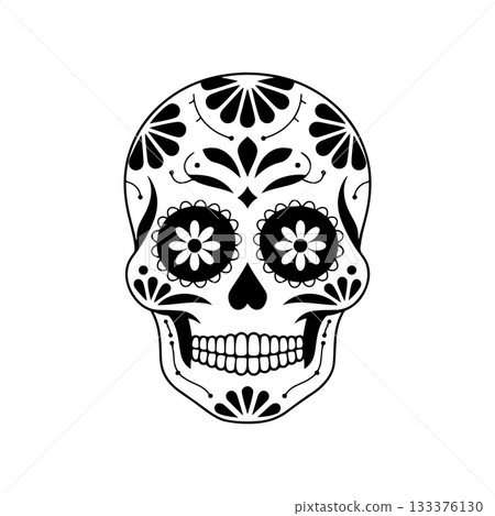 Illustration of mexican sugar skull. Day of the dead. Dia de los muertos. Vector illustration 133376130