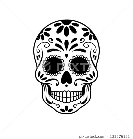 Illustration of mexican sugar skull. Day of the dead. Dia de los muertos. Vector illustration Illustration of mexican sugar skull. Day of the dead. Dia de los muertos. Vector illustration 133376131