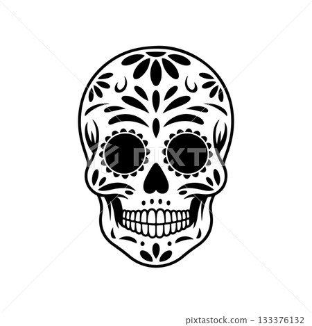 Illustration of mexican sugar skull. Day of the dead. Dia de los muertos. Vector illustration Illustration of mexican sugar skull. Day of the dead. Dia de los muertos. Vector illustration 133376132