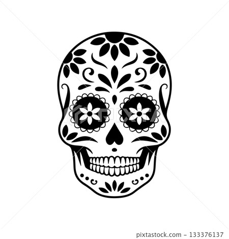 Illustration of mexican sugar skull. Day of the dead. Dia de los muertos. Vector illustration Illustration of mexican sugar skull. Day of the dead. Dia de los muertos. Vector illustration 133376137