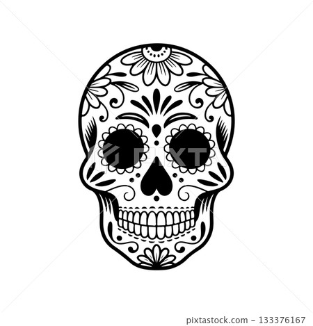 Illustration of mexican sugar skull. Day of the dead. Dia de los muertos. Vector illustration Illustration of mexican sugar skull. Day of the dead. Dia de los muertos. Vector illustration 133376167
