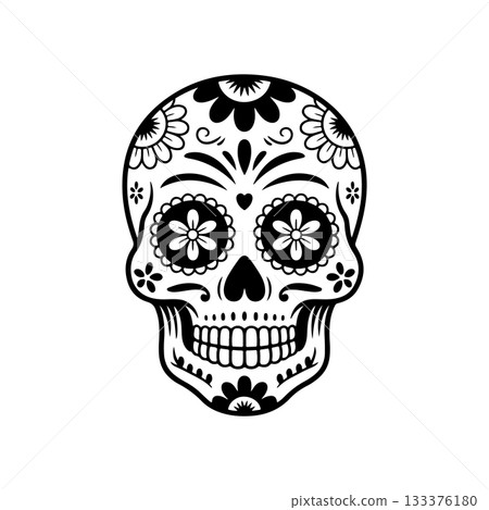 Illustration of mexican sugar skull. Day of the dead. Dia de los muertos. Vector illustration 133376180