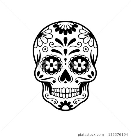 Illustration of mexican sugar skull. Day of the dead. Dia de los muertos. Vector illustration 133376194
