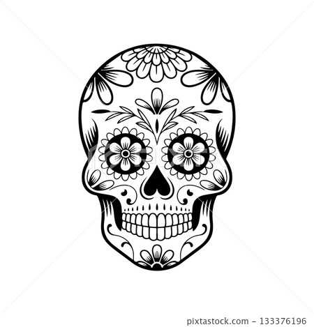 Illustration of mexican sugar skull. Day of the dead. Dia de los muertos. Vector illustration 133376196