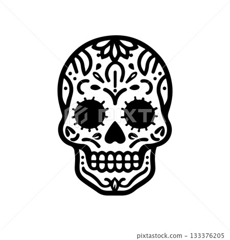 Illustration of mexican sugar skull. Day of the dead. Dia de los muertos. Vector illustration 133376205
