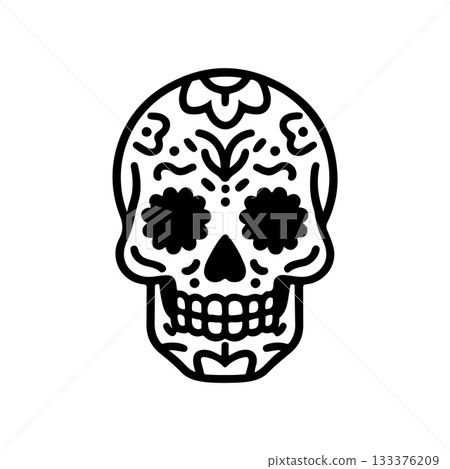 Illustration of mexican sugar skull. Day of the dead. Dia de los muertos. Vector illustration 133376209