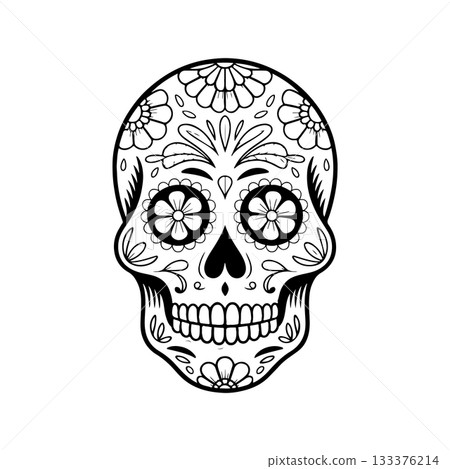 Illustration of mexican sugar skull. Day of the dead. Dia de los muertos. Vector illustration Illustration of mexican sugar skull. Day of the dead. Dia de los muertos. Vector illustration 133376214