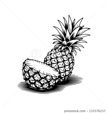 illustration of pineapple in engraving style. Design element for poster, label, sign, emblem, menu. Vector illustration illustration of pineapple in engraving style. Design element for poster, label, sign, emblem, menu. Vector illustration 133376237