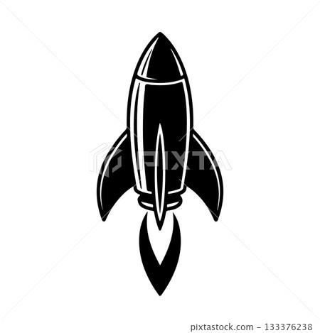 Space rocket icon. Design element for logo, label, emblem, sign, brand mark. Vector illustration. Space rocket icon. Design element for logo, label, emblem, sign, brand mark. Vector illustration. 133376238