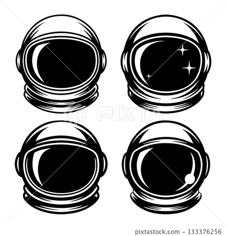 Spaceman helmet. Design elements for logo, label, sign, badge. Vector illustration 133376256