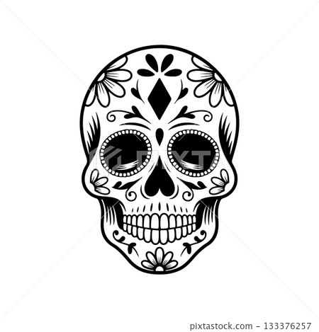 Illustration of mexican sugar skull. Day of the dead. Dia de los muertos. Vector illustration Illustration of mexican sugar skull. Day of the dead. Dia de los muertos. Vector illustration 133376257