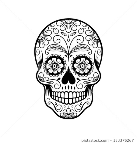 Illustration of mexican sugar skull. Day of the dead. Dia de los muertos. Vector illustration Illustration of mexican sugar skull. Day of the dead. Dia de los muertos. Vector illustration 133376267