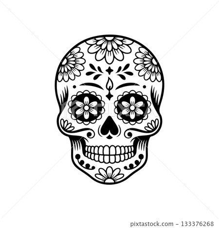 Illustration of mexican sugar skull. Day of the dead. Dia de los muertos. Vector illustration 133376268