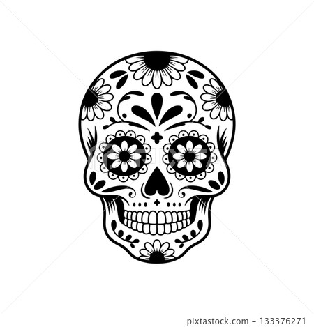 Illustration of mexican sugar skull. Day of the dead. Dia de los muertos. Vector illustration Illustration of mexican sugar skull. Day of the dead. Dia de los muertos. Vector illustration 133376271