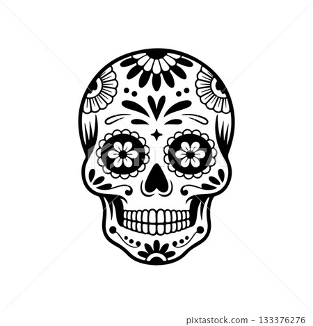 Illustration of mexican sugar skull. Day of the dead. Dia de los muertos. Vector illustration Illustration of mexican sugar skull. Day of the dead. Dia de los muertos. Vector illustration 133376276