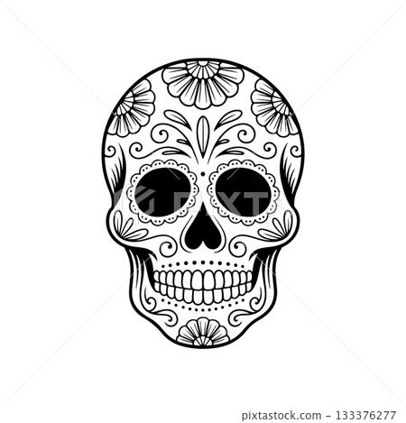 Illustration of mexican sugar skull. Day of the dead. Dia de los muertos. Vector illustration Illustration of mexican sugar skull. Day of the dead. Dia de los muertos. Vector illustration 133376277
