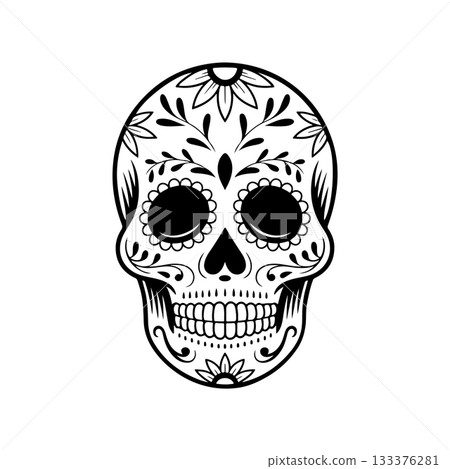 Illustration of mexican sugar skull. Day of the dead. Dia de los muertos. Vector illustration 133376281