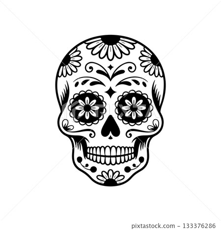 Illustration of mexican sugar skull. Day of the dead. Dia de los muertos. Vector illustration 133376286