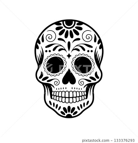 Illustration of mexican sugar skull. Day of the dead. Dia de los muertos. Vector illustration Illustration of mexican sugar skull. Day of the dead. Dia de los muertos. Vector illustration 133376293