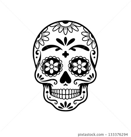 Illustration of mexican sugar skull. Day of the dead. Dia de los muertos. Vector illustration Illustration of mexican sugar skull. Day of the dead. Dia de los muertos. Vector illustration 133376294