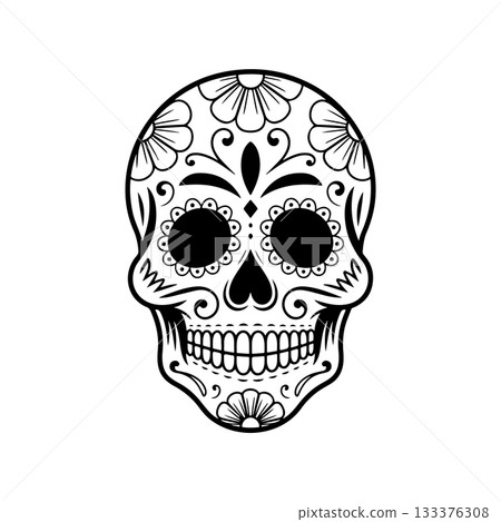Illustration of mexican sugar skull. Day of the dead. Dia de los muertos. Vector illustration 133376308