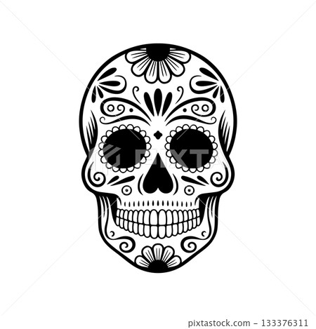 Illustration of mexican sugar skull. Day of the dead. Dia de los muertos. Vector illustration 133376311
