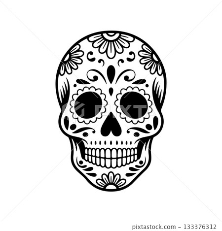 Illustration of mexican sugar skull. Day of the dead. Dia de los muertos. Vector illustration 133376312