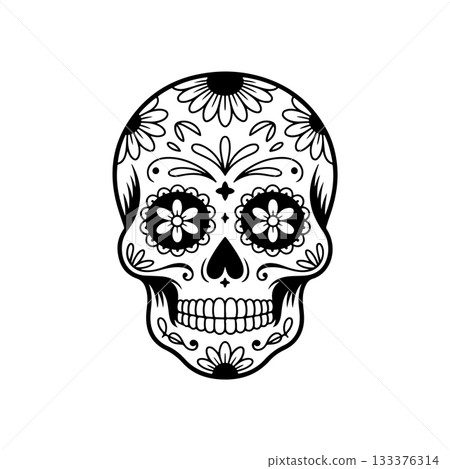 Illustration of mexican sugar skull. Day of the dead. Dia de los muertos. Vector illustration Illustration of mexican sugar skull. Day of the dead. Dia de los muertos. Vector illustration 133376314