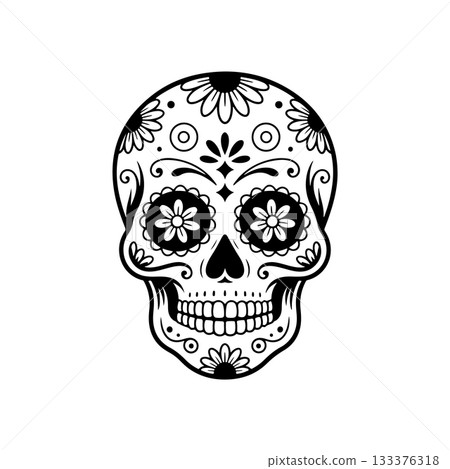 Illustration of mexican sugar skull. Day of the dead. Dia de los muertos. Vector illustration Illustration of mexican sugar skull. Day of the dead. Dia de los muertos. Vector illustration 133376318
