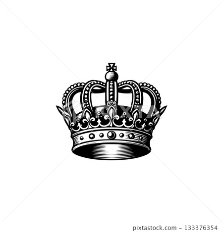 Illustration of king crown in monochrome style. Design element for logo, emblem, sign, poster, t shirt. Vector illustration Illustration of king crown in monochrome style. Design element for logo, emblem, sign, poster, t shirt. Vector illustration 133376354